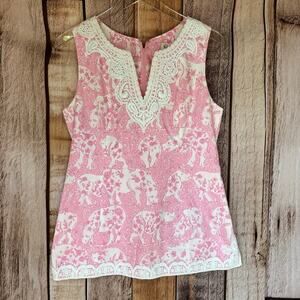 Lilly Pulitzer Top Sleeveless White‎ Label Run for the Roses Rhino Derby Size 8